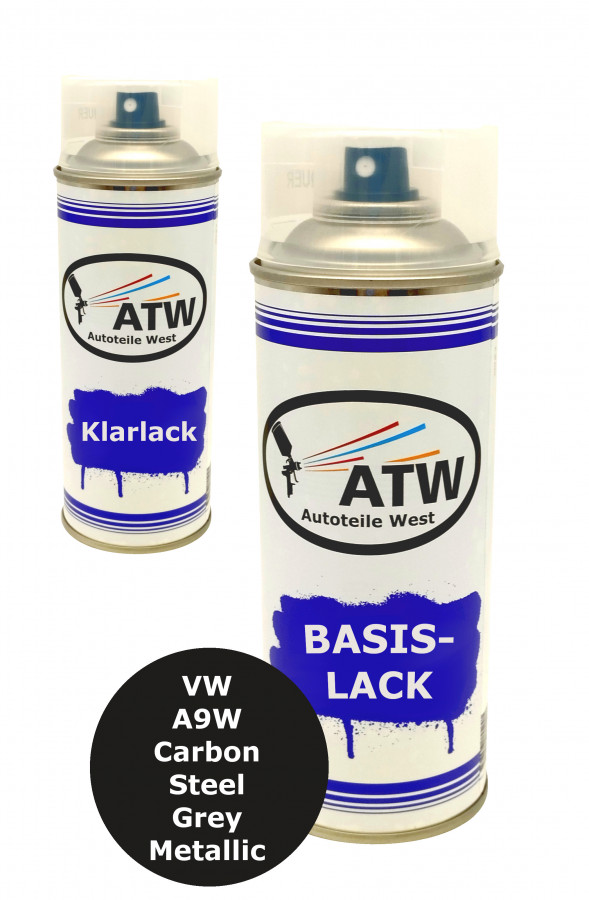Autolack für VW A9W Carbon Steel Grey Metallic +400ml Klarlack Set